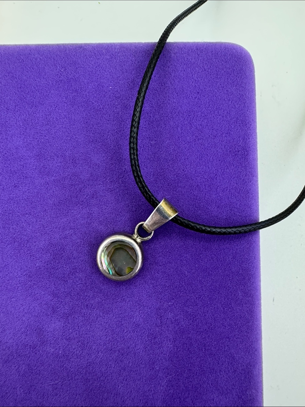 💛 Vintage Sterling Silver Abalone Round Pendant Necklace | Mexico